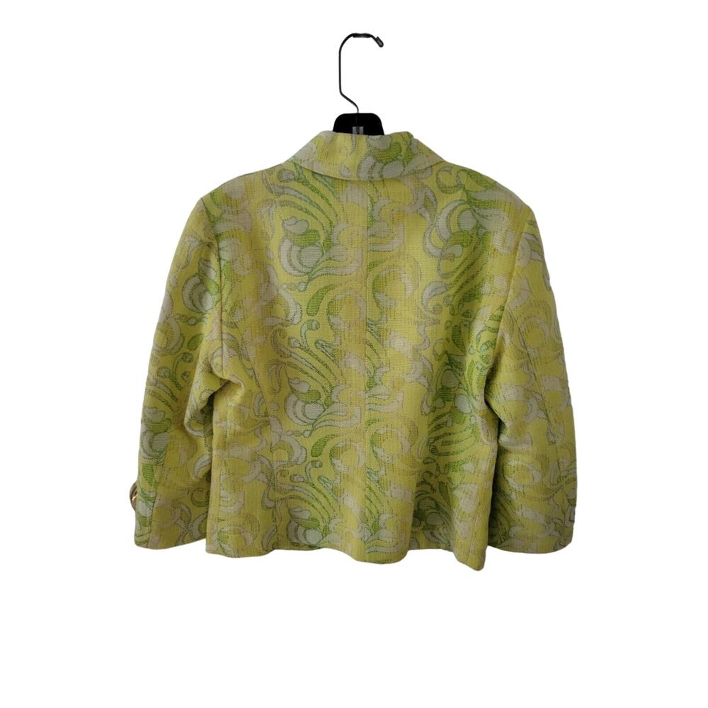 Lili Petrus Express Italy Yellow Lime Green Metallic Sparkle Blazer Jacket 10 - Picture 3 of 9